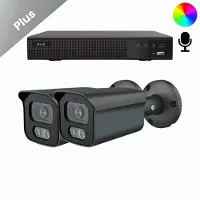 Dutch Security Systems 2x Beveiligingscamera set - Bedraad - Sony Bullet Plus AI-ISP Full Color 2K - Zwart -