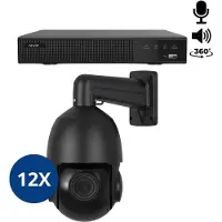 Dutch Security Systems 12x Beveiligingscamera set - Bedraad - Sony PTZ 360 graden 2K - Zwart -