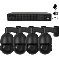 Dutch Security Systems 4x Beveiligingscamera set - Bedraad - Sony PTZ 360 graden 2K - Zwart -