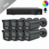 Dutch Security Systems 8x Beveiligingscamera set - Bedraad - Sony Bullet Plus AI-ISP Full Color 2K - Zwart -