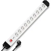 REV 0512523555: Wandcontactdoos met schakelaar, 10 voudig, wit, met aardingscontact (0512523555)