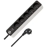 Brennenstuhl ECOLOR stekkerdoos, 5-voudig (kabel 1,50m, type H05VV-F3G1.0, met schakelaar), wit/zwart