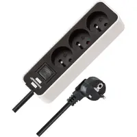 Brennenstuhl ECOLOR stopcontact, 3-voudig (kabel 1,50m H05VV-F3G1.0, met schakelaar), wit/zwart