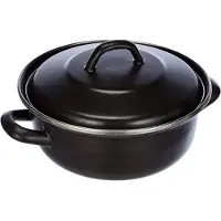 Karl Krueger Krueger STEW POT KB20, zwarte braadpan met deksel, geëmailleerd, diameter 20 cm, geschikt voor inductiekookplaten, anti-aanbaklaag
