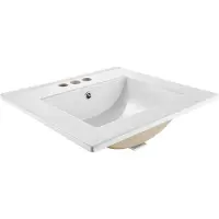 Vevor Semi-Inbouw Wastafel Handwastafel 510 x 465 mm Rechthoekige Opzetwastafel met Overloop en 3 Kraangaten