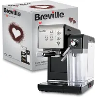 Breville PrimaLatte II koffie-espresso machine met pomp, 19 bar, melkopschuimer, zwart/zilver, model VCF108X01. Rijk aan aroma's en facetten