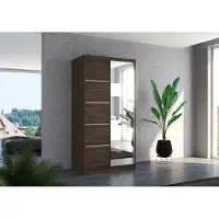 Fun-Möbel Kledingkast met schuifdeuren, model nummer 125, in mat wengé, afmetingen 100x200x58 cm