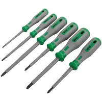 Wago Stel de set van 6 geïsoleerde schroevendraaiers 1000V VDE in, met een handvat van twee materialen: PH1 - PH2 - PZ1 - PZ2,5 - PZ3,5 - PZ5,5