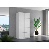 Fun-Möbel Kledingkast met schuifdeuren, model nummer 130, in mat wit, afmetingen 100x200x58 cm
