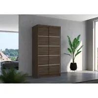 Fun-Möbel Kledingkast met schuifdeuren, model nummer 130, in mat wengé, afmetingen 100x200x58 cm