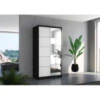 Fun-Möbel Schuifdeurenkast, modelnummer 125, in mat zwart en wit, afmetingen 100x200x58 cm
