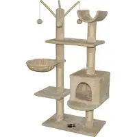 Merkloos Houten krabpaal voor katten, meerlaags, met sisal kraboppervlakken, 1 stuk, voor spelen en ontspanning