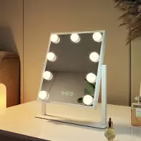 Emke Hollywood make-up spiegel met verlichting, 25x30 cm, wit, dimbaar