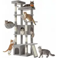 Feandrea kraboom, groot, 184,5 cm hoog, kattenboom, krabboom voor katten, met 7 krabpalen