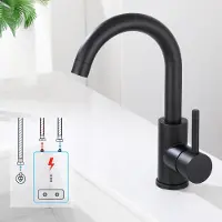 Homelody , kraan voor badkamer/keuken, zwart, wastafelkraan, voor lage druk