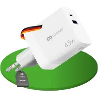 Conecto USB-C oplader, netadapter, snellader, lader, 45W, PD, QC, wit