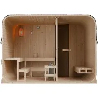 Juskys Buitensauna Fjora XXL - 6 Personen - 9 kW Saunakachel - Met Aparte Rustruimte - 308x220x225 cm