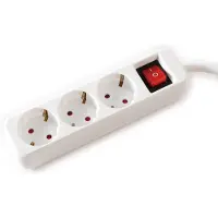 Value 3-voudige stekkerdoos met schakelaar, wit, 6 m