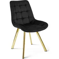 Leobert Zwarte fluwelen fauteuil SORIA, met gouden poten, geschikt voor de woonkamer, keuken of eetkamer