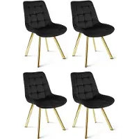 Leobert Vier zwarte fluweelstoelen SORIA, met gouden poten, geschikt voor de woonkamer, keuken of eetkamer