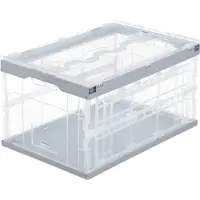 Relaxdays 4 x Professionele transportbox, stabiel, geschikt voor commercieel gebruik, hoogwaardig kunststof, kwaliteit, 60 liter, inklapbare box, afmetingen (h x b x d): 31,5 x 59,5 x 39,5 cm, grijs