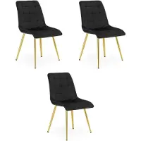 Leobert Zwarte SPLIT fauteuil, fluweel, gouden poten, glamour set, 3 stuks.