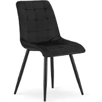 Leobert Chaise - - Tweedelig - Fluweel, zwart / Poten: zwart