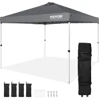 Vevor Pavilion 304,8x304,8x320cm Tuintent 250D PU Zilver Gecoat Stof Opvouwbare Paviljoen inclusief Opbergtas Partytent 6-8 Personen Pop-up Tent Opvouwbare Tent Tuinpaviljoen voor Kampeertrip