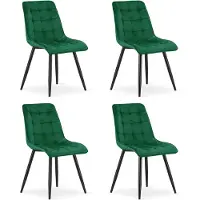 Leobert Set van 4 groene fluwelen stoelen, geschikt voor de eetkamer, keuken of woonkamer