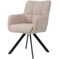 LivingFurn Eetkamerstoel Tori - Zalm/Zwart - Stof & Staal - Set van 2