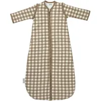 Meyco Baby Vichy Square Baby Slaapzak Met Afritsbare Mouwen - Dark Taupe - 110cm - 2.5 TOG