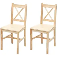 Mendler Set van 2 eetkamerstoelen, model HWC-F77, comfortabele stoelen voor keuken of eetkamer, massief hout, landelijke stijl, beuken, gelazuurd