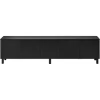 STILVORA Tv-Meubel - Modern Lowboard Met 5 Deuren En Kabeldoorvoer - Voor Woonkamer - MDF En PB - 180x38x45 Cm - Zwart