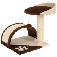 Lionto compacte krabombak, kleine krabombak met speelbal, krabplank en uitkijkplatform, ruimtebesparend, hoogte 43 cm, bruin/beige