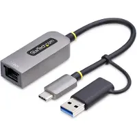StarTech.com .com USB-C naar Ethernet adapter met USB-A adapter, Realtek RTL8153B - Netwerkadapter - USB-C 3.2 Gen 1 - Gigabit Ethernet - Ruimtegrijs