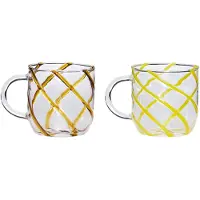Hubsch - Kiosk Glass Mugs Swirl - Yellow - 9x13xh10cm