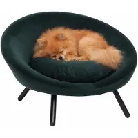 Flamingo Hondenbed – Sofa hond – Sofa kat – Dolco Rond Groen – 54 x 50 x 40 cm – metalen pootjes – uitneembaar kussen