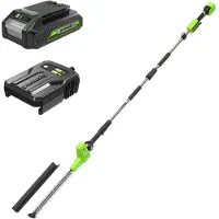 Greenworks 24V accu-heggenscharen met verstelbare steel, 51 cm dubbele messen