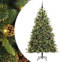 Syfax Kunstkerstboom, inklapbaar, met dennenappels, 210 cm