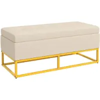 Aosom -Sitzbank-Samt(100% Polyester), Schaumstoff, Stahl-110L x 44B x 49H cm-Beige