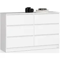 Akord Ladekast K120 met 6 Lades / Furniture Factory / Wit / 120 x 77 x 40 cm