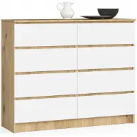 Akord Ladekast K120 met 8 Lades / Furniture Factory / Artisan Eik - Wit / 120 x 99 x 40 cm