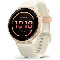 Garmin Vivoactive 6, 42 mm, GPS-fitnesssmartwatch, kleur: Bone/Pink Dawn Metallic