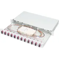 Digitus vezeloptische splijtkast, 1HE, voorzien van 12x SC DX OM4 connectoren, grijs