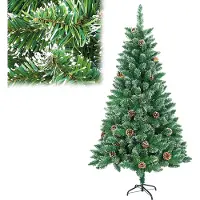 XMTECH 120 cm kunstkerstboom met sneeuw en metalen voet, eenvoudig opzetstuk systeem, kerstboom, kerstdecoratie