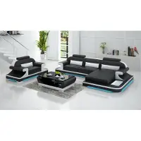 AEA Ledersofa Couch Wohnlandschaft Ecksofa + Sessel Garnitur Design Sofa mit USB