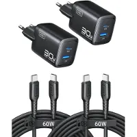 Iniu 30W USB-C oplader, duale USB-C snellader met 1,5 meter 60W kabel