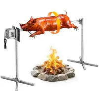 Vevor Lamsgrill 38 W 60 kg 1321 mm Rotisserie Spits Speenvarken Grill Roestvrij Staal voor Tuinfeesten