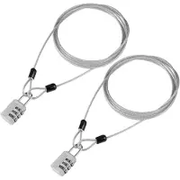 Sonstiges Set van 2 veiligheidskabels met cijferslot, 3 mm staalkabel, 2 meter lang, staal, PVC-coating, zilverkleurig