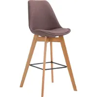 CLP barkruk Metz, bekleed met stof, met rugleuning en voetsteun | Kleur: crème, frame: naturel